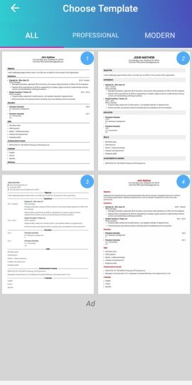Resume Builder App, CV maker